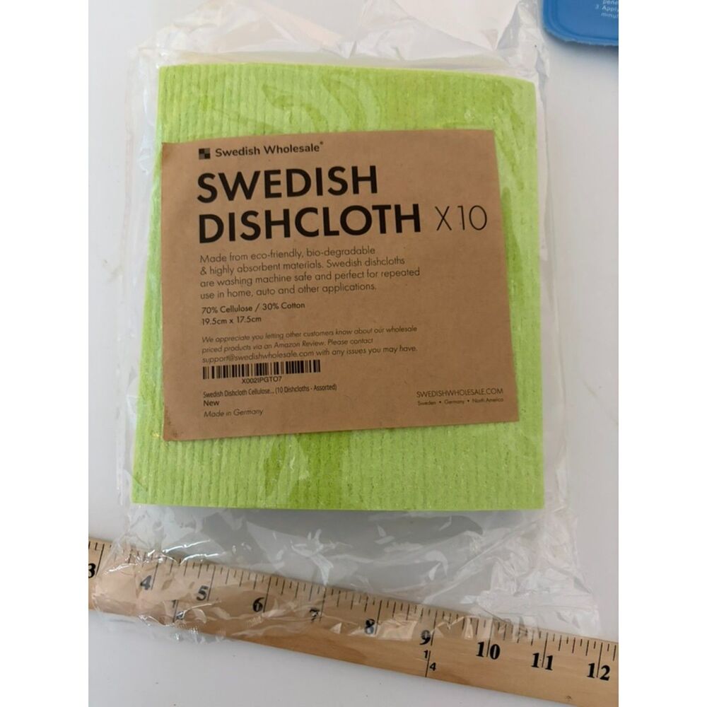 Swedish Dish Cloths 10 Pack for Kitchen Washing Dishes | 70% Wood Pulp